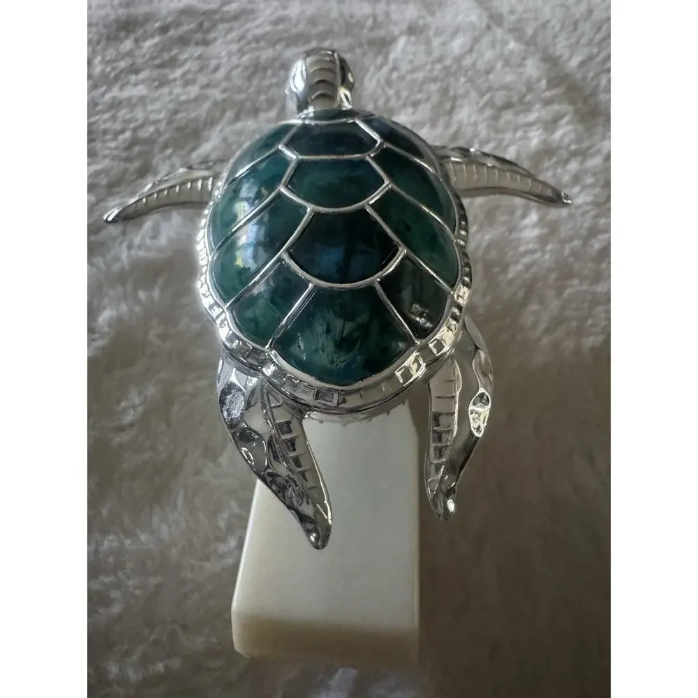 Bath & Body Works SEA TURTLE Wallflower Nightlight Plug-in Turquoise Blue Silver